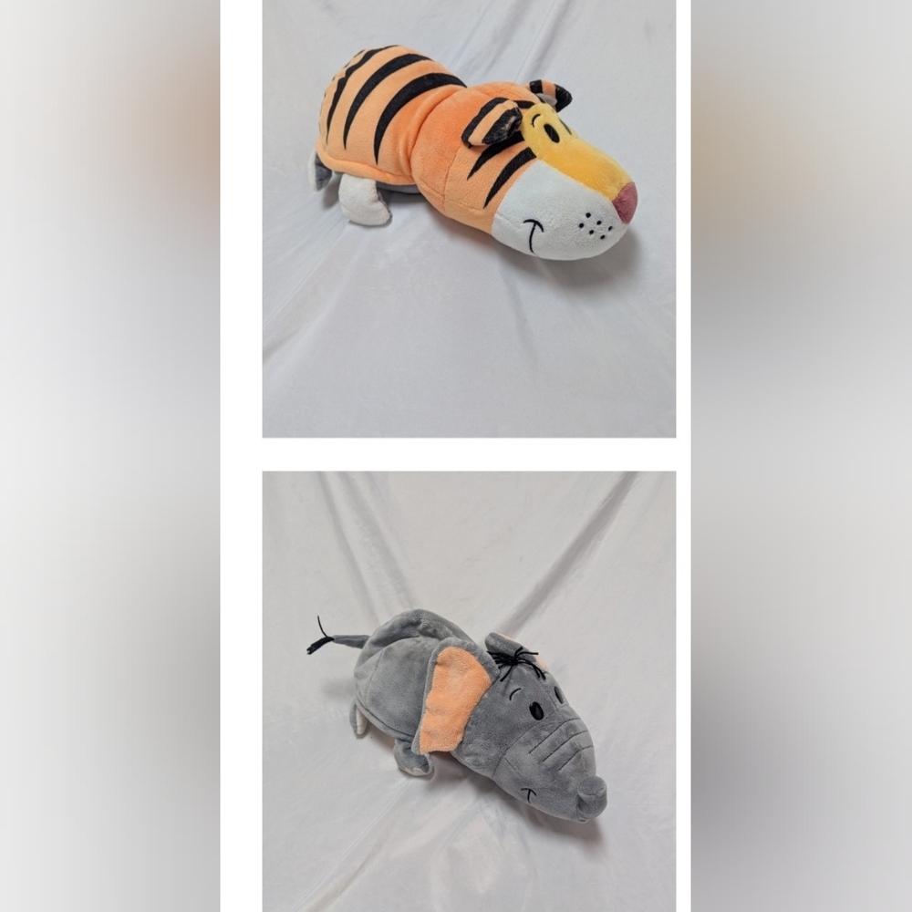 Flip A Zoo 2 In 1 Stuffed Animal Emma Elephant Theodore Tiger 18" Plush 2015